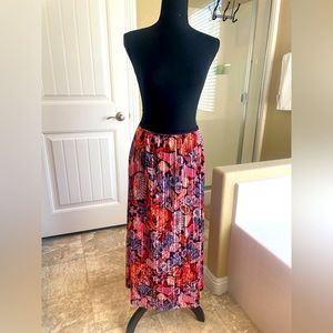 Anthropologie Maeve Pleated Floral Velvet Midi Skirt Size XL